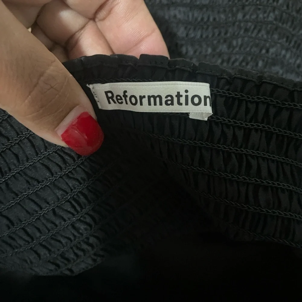Reformation Black Satin Blouse 100%Silk